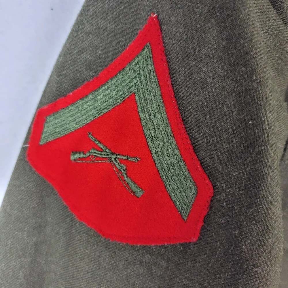 Vtg Marine Corps USMC Military Dress Coat Mens 35R Green Pockets Wool Button